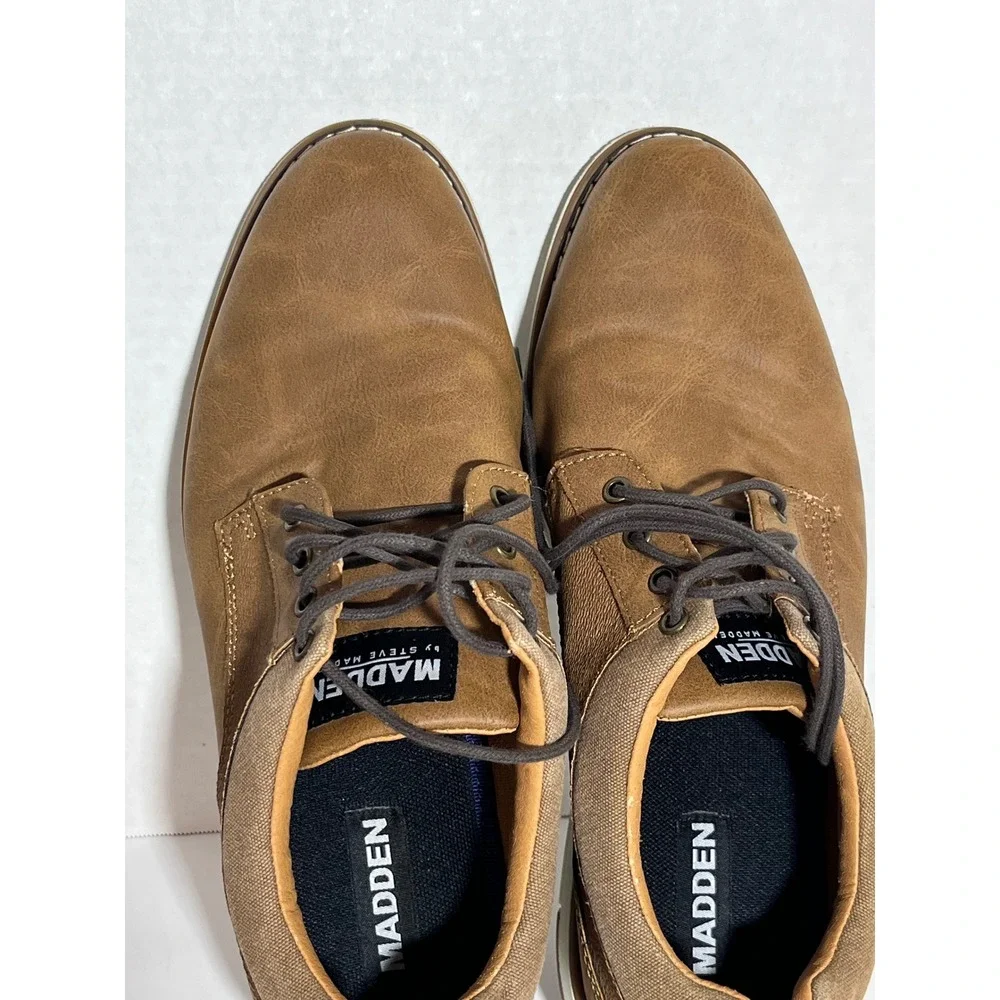 Steve Madden Madden M-LOOU Tan Brown Faux Leather Oxford Shoes Mens‎ 9.5M